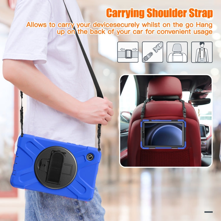For Samsung Galaxy Tab A9+ / Tab 11+ Rotatable Kickstand Grip Heavy Duty Hard Rugged Tablet Case(Blue) by bashfashion