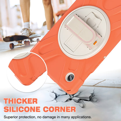 For Samsung Galaxy Tab A9+ / Tab 11+ Rotatable Kickstand Grip Heavy Duty Hard Rugged Tablet Case(Coral Orange) by bashfashion