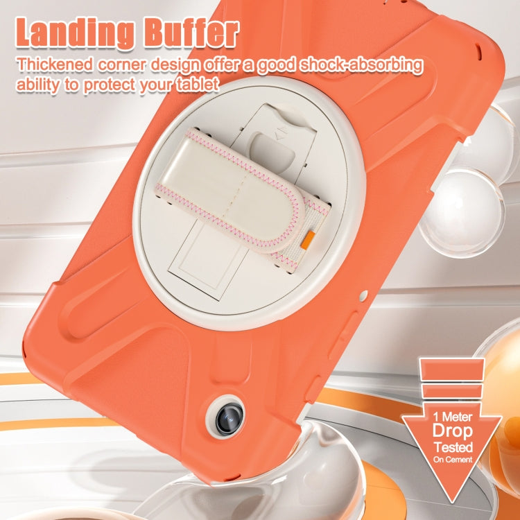 For Samsung Galaxy Tab A9+ / Tab 11+ Rotatable Kickstand Grip Heavy Duty Hard Rugged Tablet Case(Coral Orange) by bashfashion
