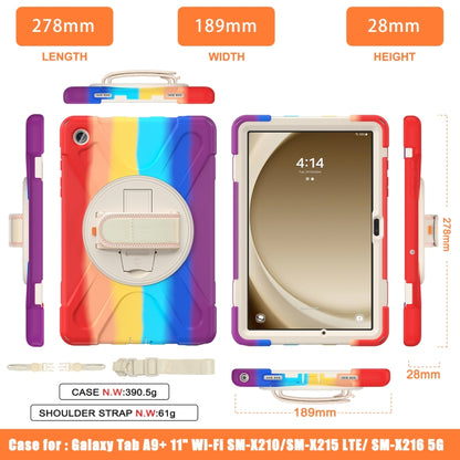 For Samsung Galaxy Tab A9+ / Tab 11+ Rotatable Kickstand Grip Heavy Duty Hard Rugged Tablet Case(Colorful Red) by bashfashion