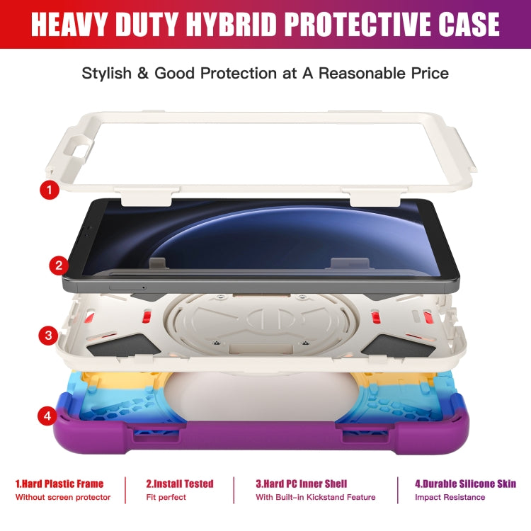 For Samsung Galaxy Tab A9+ / Tab 11+ Rotatable Kickstand Grip Heavy Duty Hard Rugged Tablet Case(Colorful Red) by bashfashion