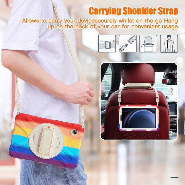 For Samsung Galaxy Tab A9+ / Tab 11+ Rotatable Kickstand Grip Heavy Duty Hard Rugged Tablet Case(Colorful Red) by bashfashion