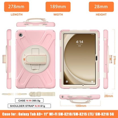 For Samsung Galaxy Tab A9+ / Tab 11+ Rotatable Kickstand Grip Heavy Duty Hard Rugged Tablet Case(Pink) by bashfashion