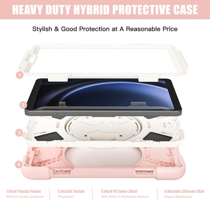 For Samsung Galaxy Tab A9+ / Tab 11+ Rotatable Kickstand Grip Heavy Duty Hard Rugged Tablet Case(Pink) by bashfashion
