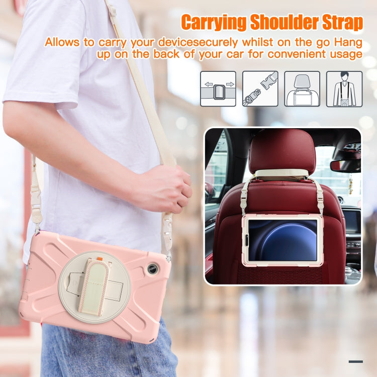 For Samsung Galaxy Tab A9+ / Tab 11+ Rotatable Kickstand Grip Heavy Duty Hard Rugged Tablet Case(Pink) by bashfashion