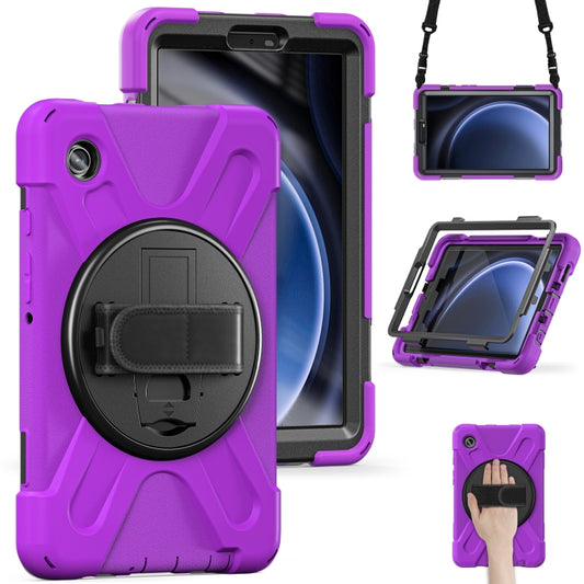 For Samsung Galaxy Tab A9+ / Tab 11+ Rotatable Kickstand Grip Heavy Duty Hard Rugged Tablet Case(Purple) by bashfashion