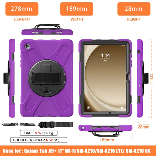 For Samsung Galaxy Tab A9+ / Tab 11+ Rotatable Kickstand Grip Heavy Duty Hard Rugged Tablet Case(Purple) by bashfashion