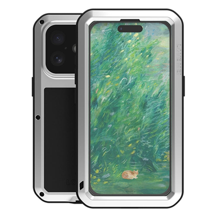 For iPhone 16 LOVE MEI Metal Shockproof Life Waterproof Dustproof Phone Case(Silver) by LOVE MEI