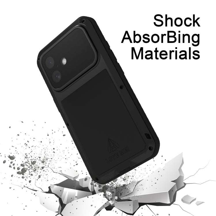 For iPhone 16 LOVE MEI Metal Shockproof Life Waterproof Dustproof Phone Case(Silver) by LOVE MEI