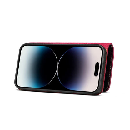 For iPhone 15 Pro Denior Oil Wax Cowhide Magnetic Button Genuine Leather Case(Purple) by Denior