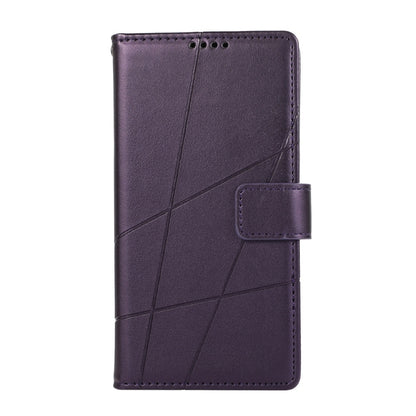 For iPhone 16e PU Genuine Leather Texture Embossed Line Phone Case(Purple) by bashfashion