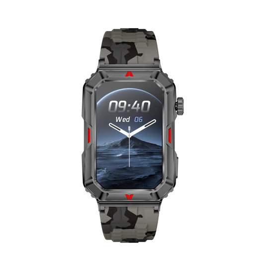 CF26 1.57inch BT5.2 Smart Bracelet Support Sleep Detection, Style:Silicone Strap(Camo Black) by bashfashion
