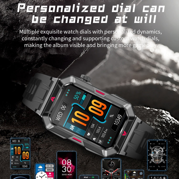 CF26 1.57inch BT5.2 Smart Bracelet Support Sleep Detection, Style:Silicone Strap(Camo Black) by bashfashion