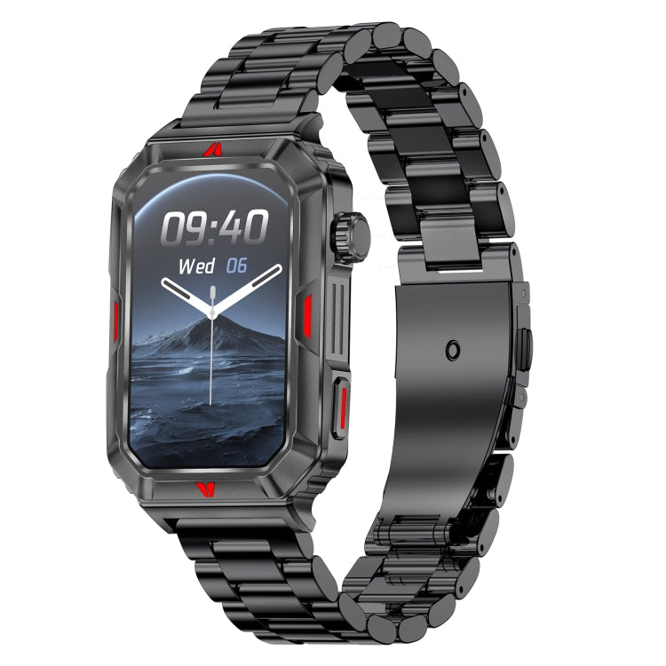 CF26 1.57inch BT5.2 Smart Bracelet Support Sleep Detection, Style:Steel Strap(Black) by bashfashion