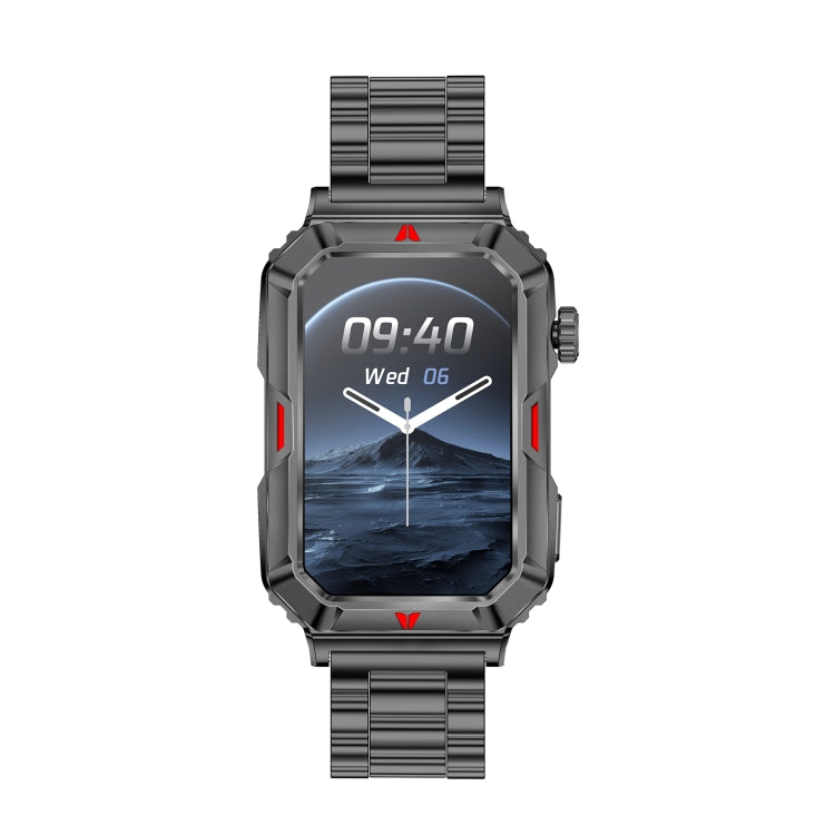 CF26 1.57inch BT5.2 Smart Bracelet Support Sleep Detection, Style:Steel Strap(Black) by bashfashion