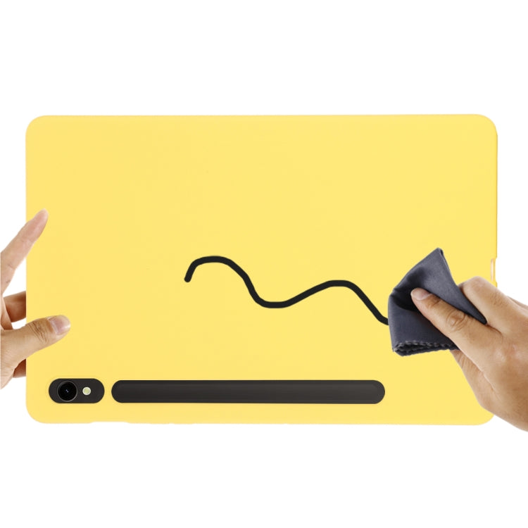 For Samsung Galaxy Tab S9 FE Pure Color Liquid Silicone Shockproof Tablet Case(Yellow) by bashfashion