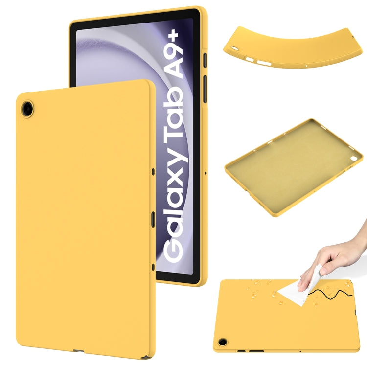 For Samsung Galaxy Tab A9+ Pure Color Liquid Silicone Shockproof Tablet Case(Yellow) by bashfashion