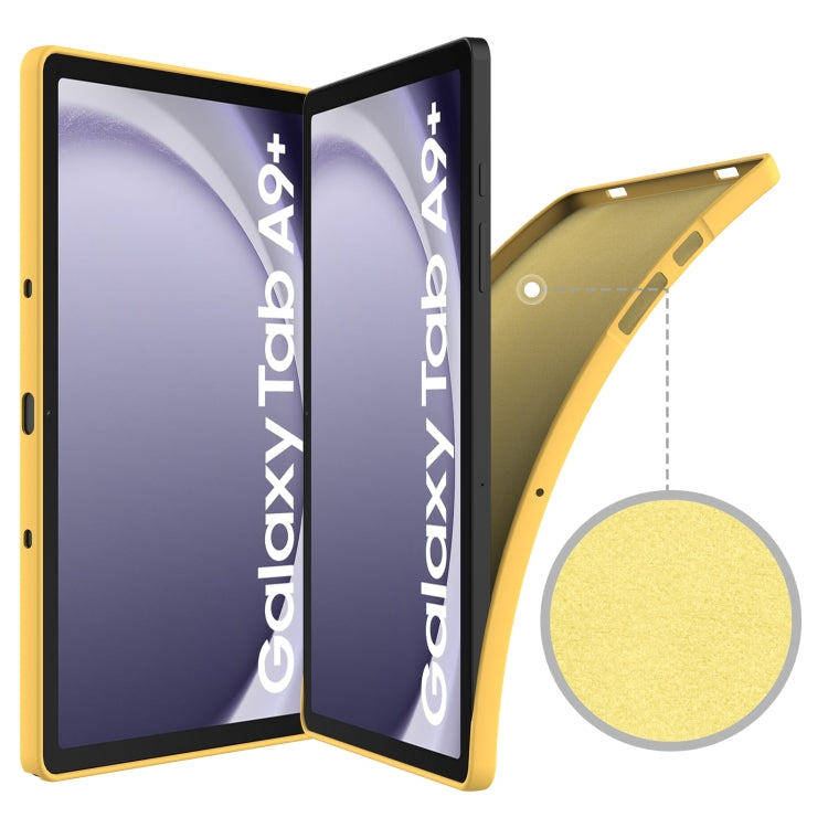 For Samsung Galaxy Tab A9+ Pure Color Liquid Silicone Shockproof Tablet Case(Yellow) by bashfashion