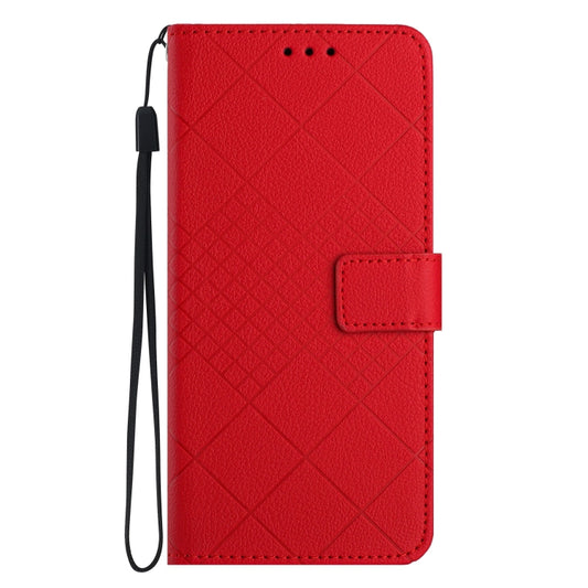 For iPhone SE 2024 Rhombic Grid Texture Leather Phone Case(Red) by bashfashion