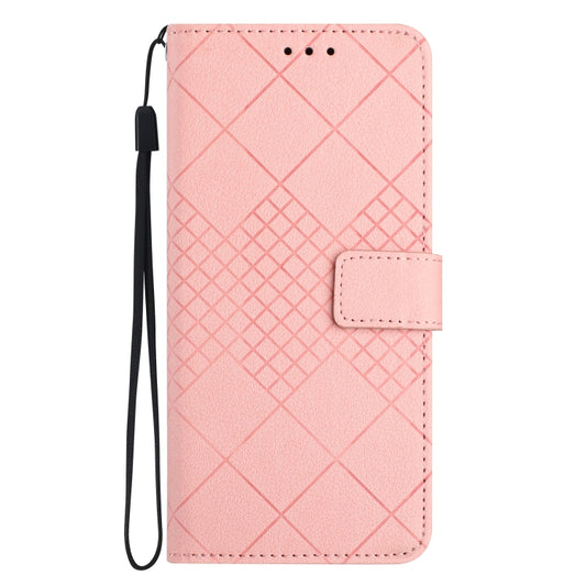 For iPhone SE 2024 Rhombic Grid Texture Leather Phone Case(Pink) by bashfashion
