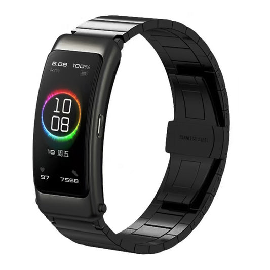 For Huawei Band 7 / B3 / Watch Fit Mini One Bead Butterfly Buckle Stainless Steel Watch Band(Black) by bashfashion