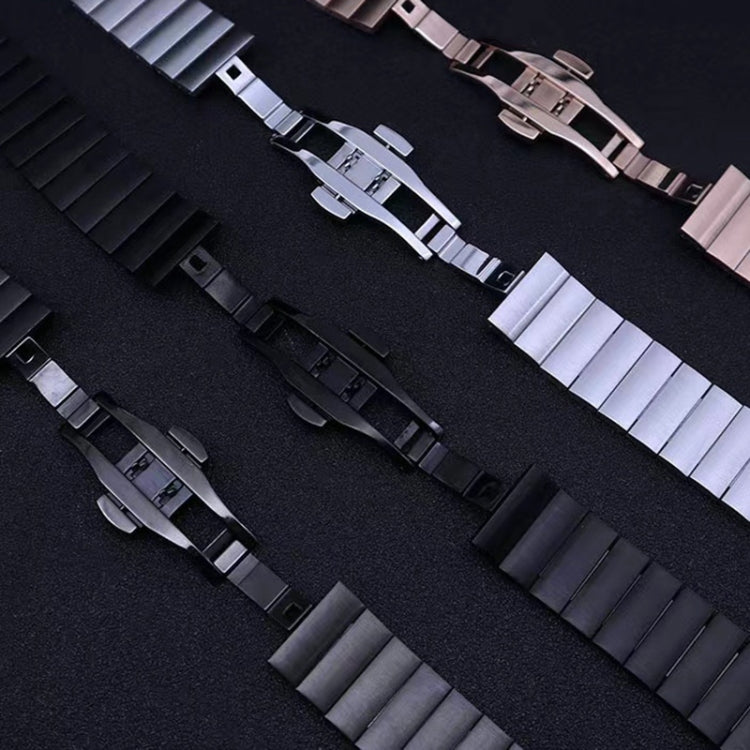 For Huawei Band 7 / B3 / Watch Fit Mini One Bead Butterfly Buckle Stainless Steel Watch Band(Black) by bashfashion