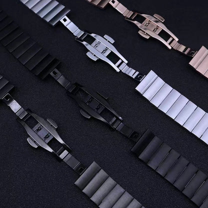 For Huawei Band 7 / B3 / Watch Fit Mini One Bead Butterfly Buckle Stainless Steel Watch Band(Black) by bashfashion