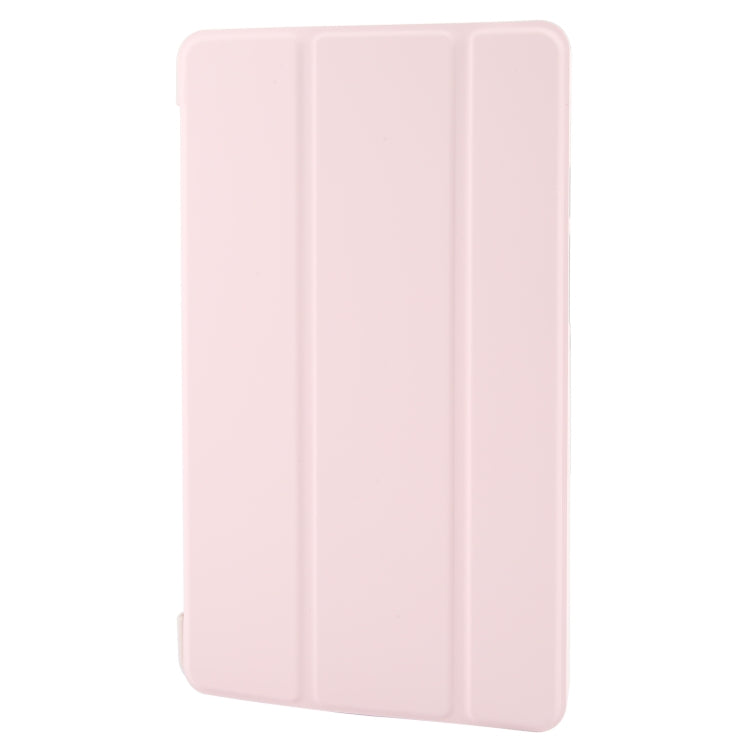 For Samsung Galaxy Tab A11 / A9 Tri-fold Holder Horizontal Flip TPU Leather Tablet Case(Pink) by bashfashion