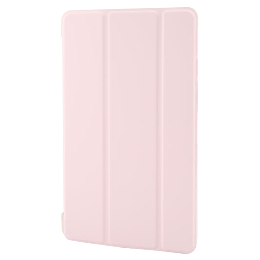 For Samsung Galaxy Tab A11 / A9 Tri-fold Holder Horizontal Flip TPU Leather Tablet Case(Pink) by bashfashion