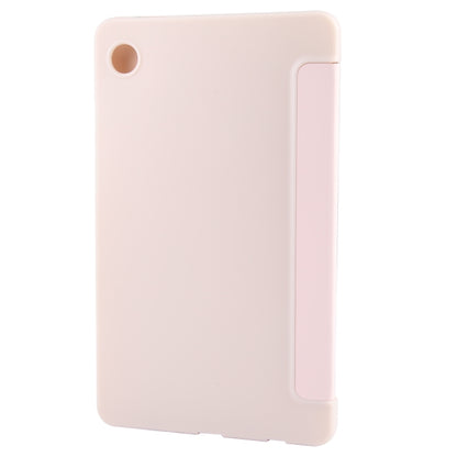 For Samsung Galaxy Tab A11 / A9 Tri-fold Holder Horizontal Flip TPU Leather Tablet Case(Pink) by bashfashion