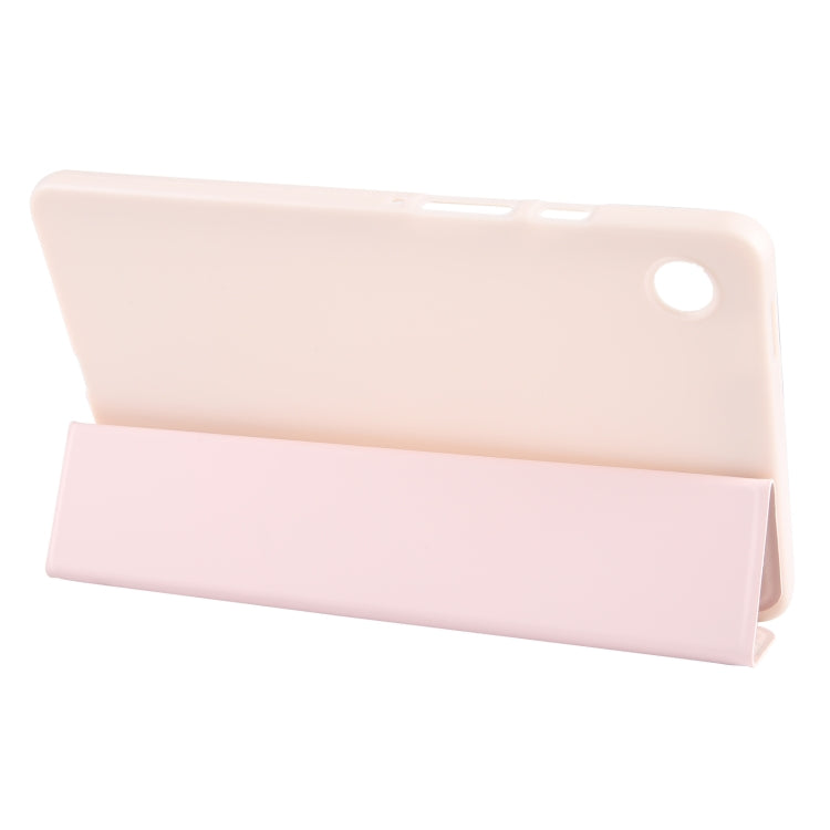 For Samsung Galaxy Tab A11 / A9 Tri-fold Holder Horizontal Flip TPU Leather Tablet Case(Pink) by bashfashion