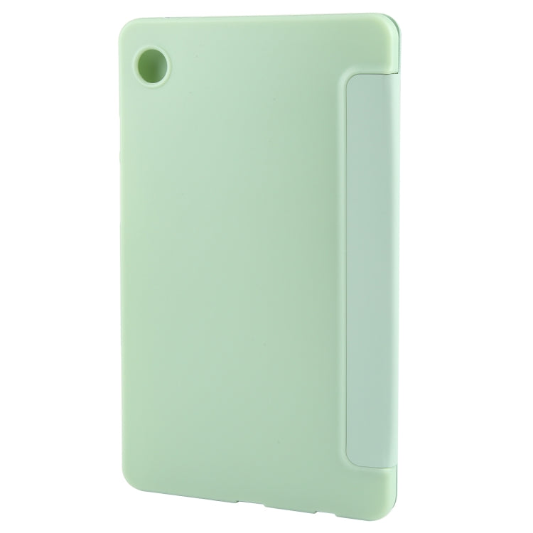 For Samsung Galaxy Tab A11 / A9 Tri-fold Holder Horizontal Flip TPU Leather Tablet Case(Green) by bashfashion