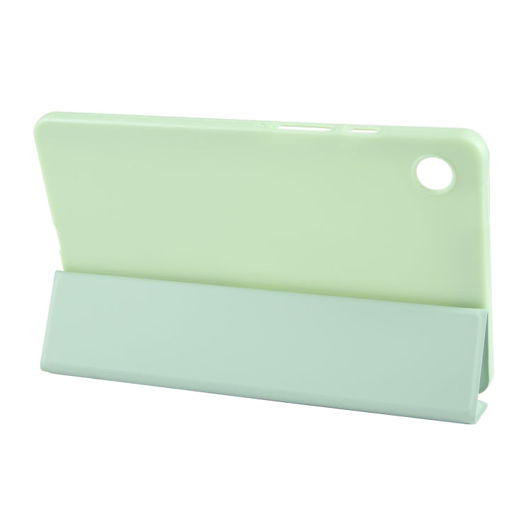 For Samsung Galaxy Tab A11 / A9 Tri-fold Holder Horizontal Flip TPU Leather Tablet Case(Green) by bashfashion