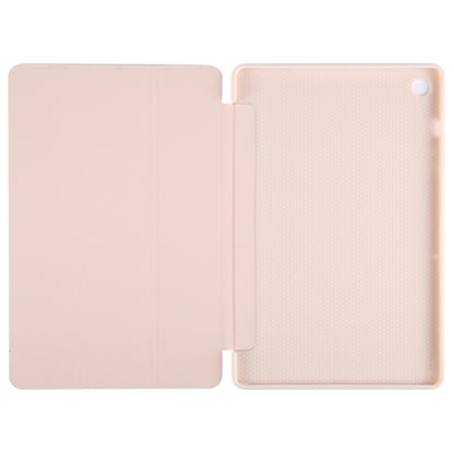 For Samsung Galaxy Tab A11+ / A9+ Tri-fold Holder Horizontal Flip TPU Leather Tablet Case(Pink) by bashfashion