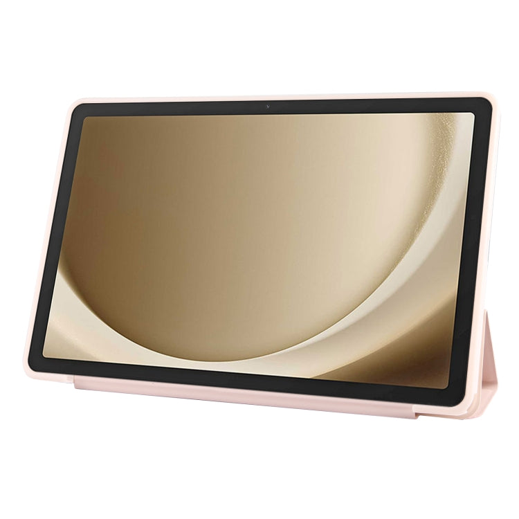 For Samsung Galaxy Tab A11+ / A9+ Tri-fold Holder Horizontal Flip TPU Leather Tablet Case(Pink) by bashfashion