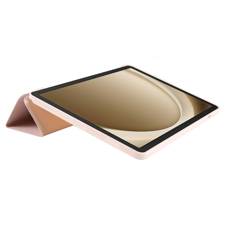 For Samsung Galaxy Tab A11+ / A9+ Tri-fold Holder Horizontal Flip TPU Leather Tablet Case(Pink) by bashfashion