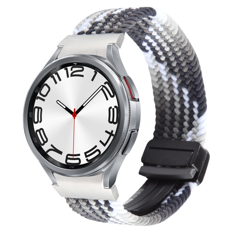 For Samsung Galaxy Watch 6 / 5 / 4 Magnetic Fold Buckle Nylon Woven Watch Band(Colorful Black) by bashfashion