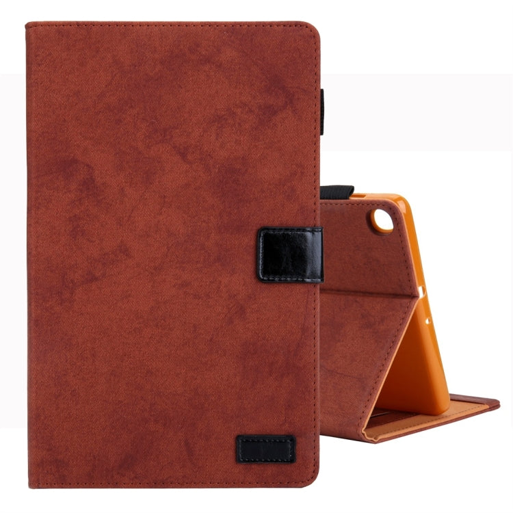 For Samsung Galaxy Tab A11 / A9 Cloth Texture Leather Tablet Case(Brown) by bashfashion
