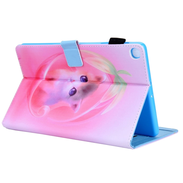 For Samsung Galaxy Tab A11+ / A9+ Colored Drawing Leather Tablet Case(Pink Cat) by bashfashion