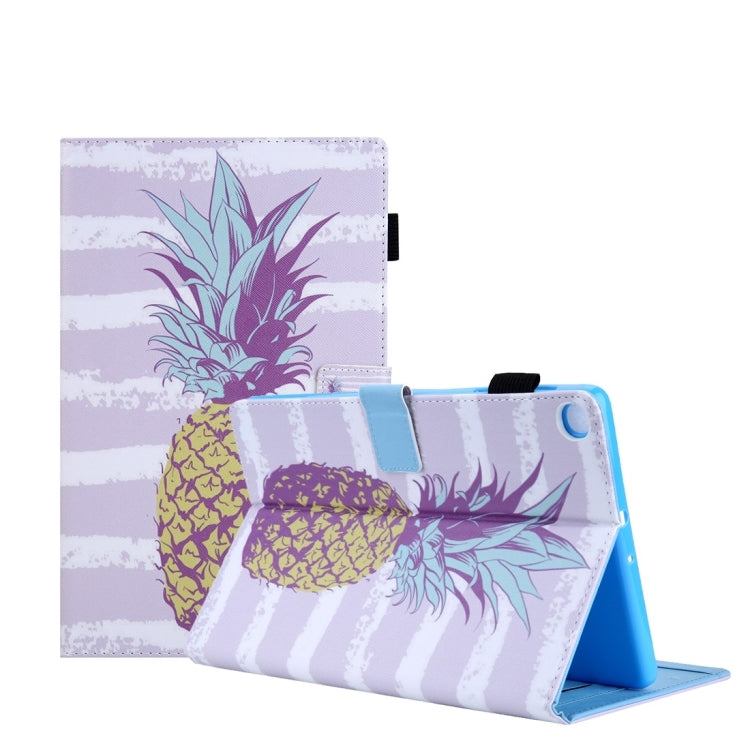 For Samsung Galaxy Tab A11+ / A9+ Colored Drawing Leather Tablet Case(Pineapple) by bashfashion