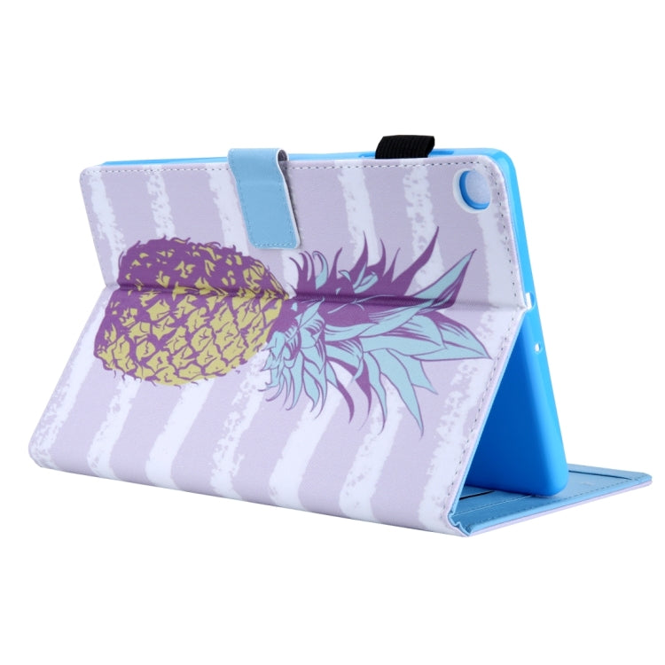 For Samsung Galaxy Tab A11+ / A9+ Colored Drawing Leather Tablet Case(Pineapple) by bashfashion