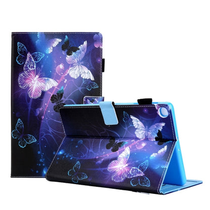 For Samsung Galaxy Tab A11 / A9 Colored Drawing Leather Tablet Case(Purple Butterfly) by bashfashion