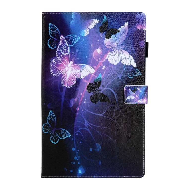 For Samsung Galaxy Tab A11 / A9 Colored Drawing Leather Tablet Case(Purple Butterfly) by bashfashion