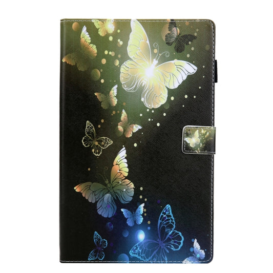 For Samsung Galaxy Tab A11 / A9 Colored Drawing Leather Tablet Case(Gold Butterfly) by bashfashion