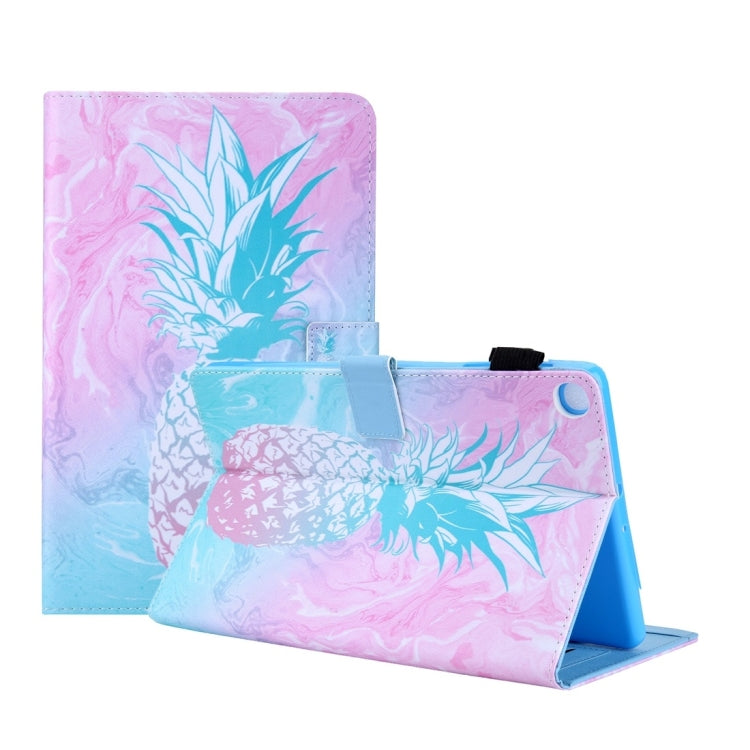 For Samsung Galaxy Tab A11 / A9 Colored Drawing Leather Tablet Case(Blue Pineapple) by bashfashion