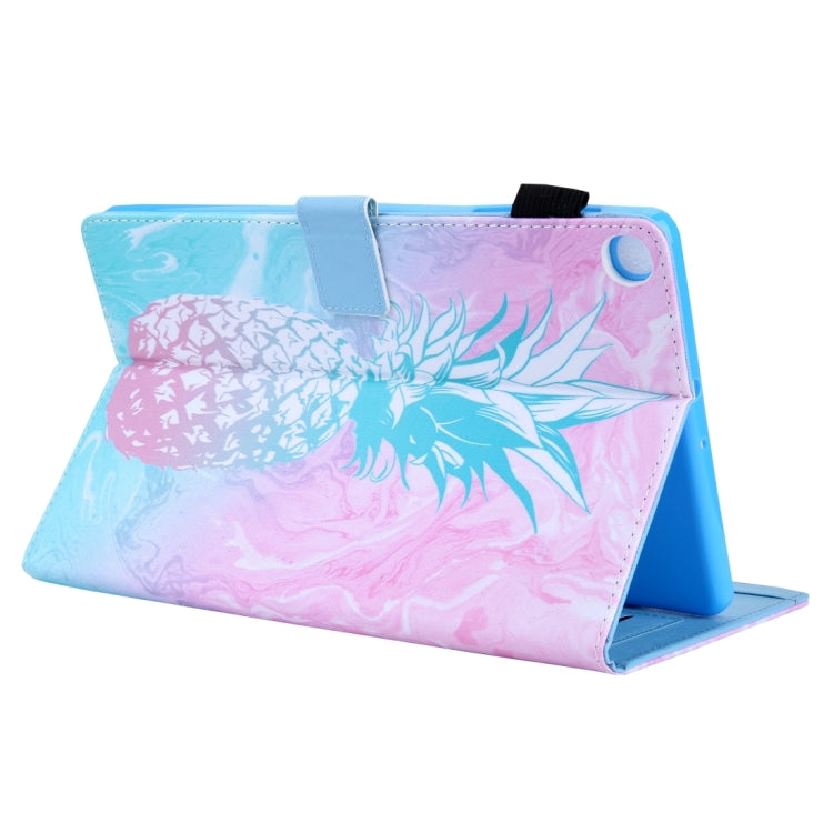 For Samsung Galaxy Tab A11 / A9 Colored Drawing Leather Tablet Case(Blue Pineapple) by bashfashion