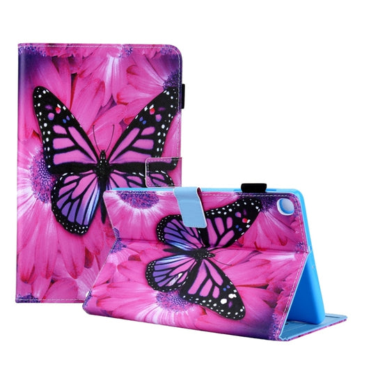 For Samsung Galaxy Tab A11 / A9 Colored Drawing Leather Tablet Case(Red Butterfly) by bashfashion