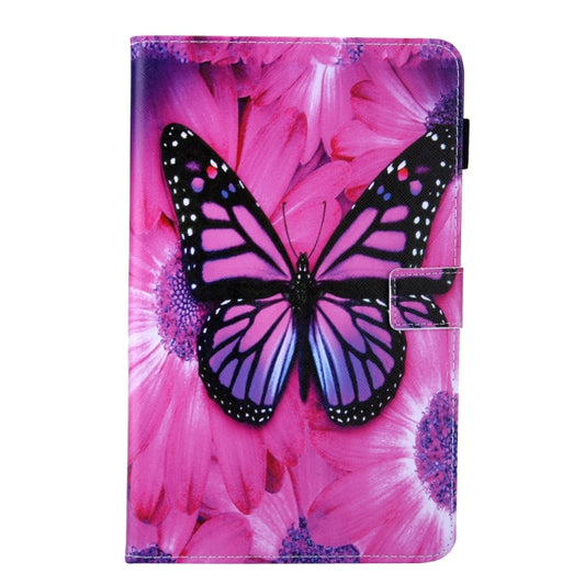 For Samsung Galaxy Tab A11 / A9 Colored Drawing Leather Tablet Case(Red Butterfly) by bashfashion