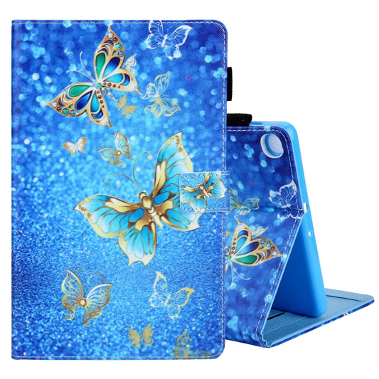 For Samsung Galaxy Tab A11 / A9 Colored Drawing Leather Tablet Case(Golden Butterfly) by bashfashion