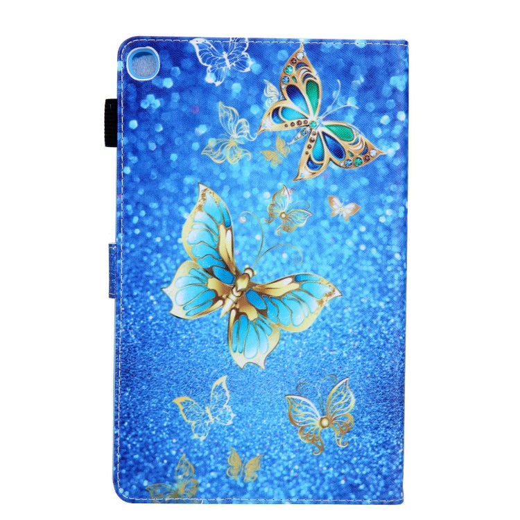 For Samsung Galaxy Tab A11 / A9 Colored Drawing Leather Tablet Case(Golden Butterfly) by bashfashion